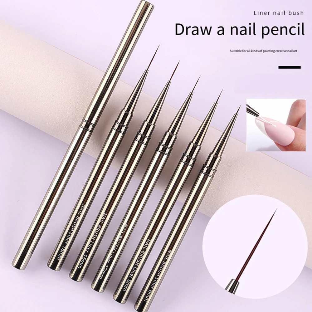 New 6/9/12/15/18mm Nail Liner Brush Uv Gel Nail Polish Painting Tools Thin Gel Brushes For Nails French Manicure Accessory