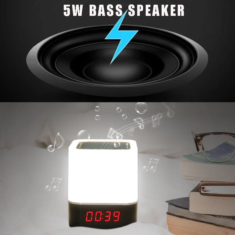 2023 New Wireless Bluetooth Speaker With LED Music Alarm. Rechargeable RGB Color Atmospheric Night Light Atmosphere Night Light