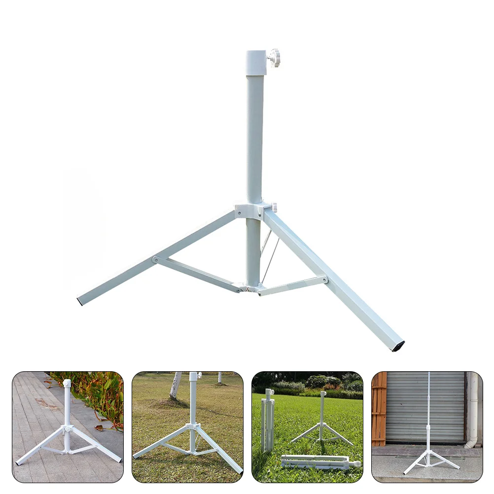 Ferro tripé Stand para quintal parasol, praia Umbrella Base, Outdoor Sunshade Rack Holder, branco