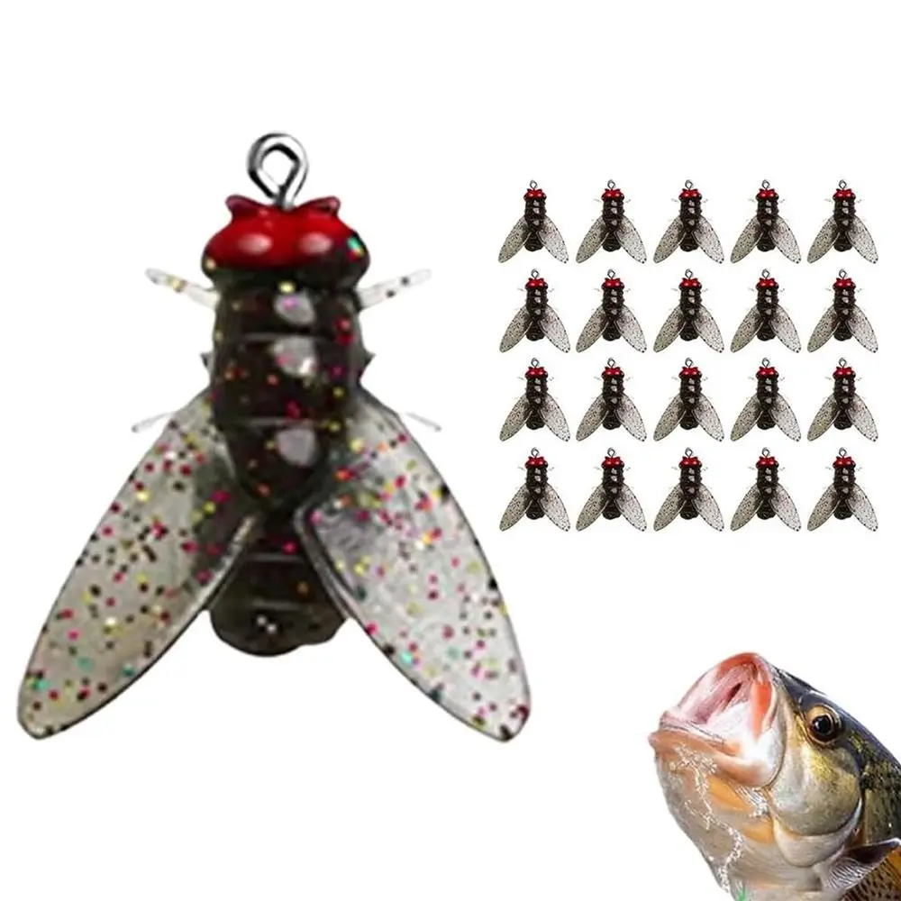20PCS Sharpened Hook Bionic Fly Fishing Bait Simulated Flies Durable Flies Spinner Swim Baits 3 Different Sizes Shrimp Flavor