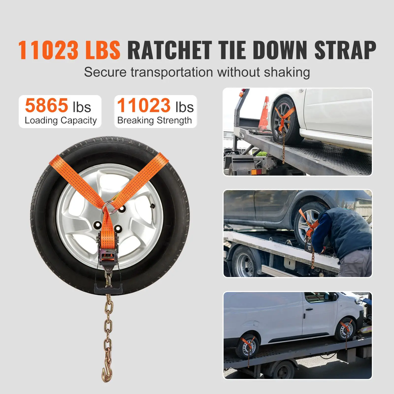 Car Tie Down with Chain Anchors, Lasso Style 2