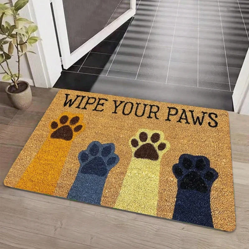 Cat Paw Print Doormat Kitchen Rug Absorbent Floor Mat For Household Decorative Welcome Entrance Door Mats Washable Home Carpets