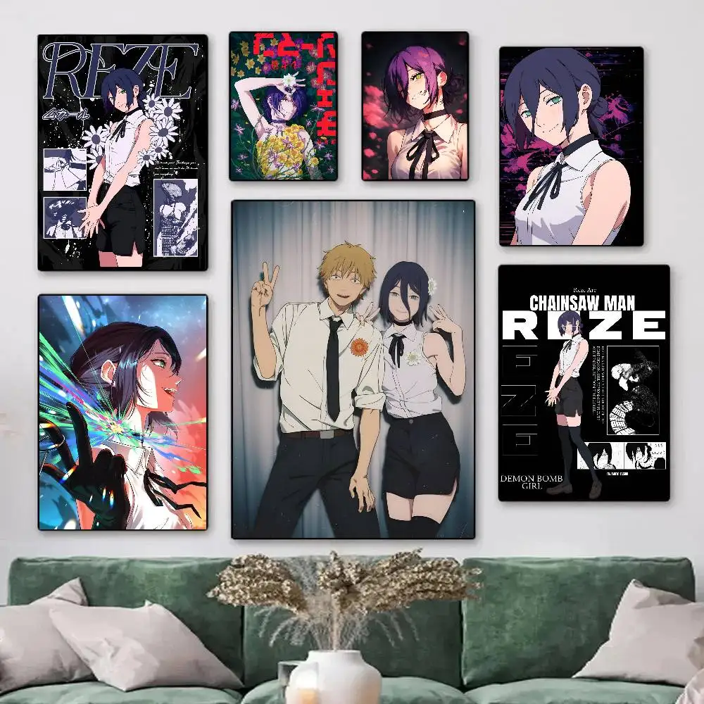 Anime C-Chainsaw M-Man The Movie Reze Arc Movie Posters HD Print Vintage Wall Art Decor for Home Study Room