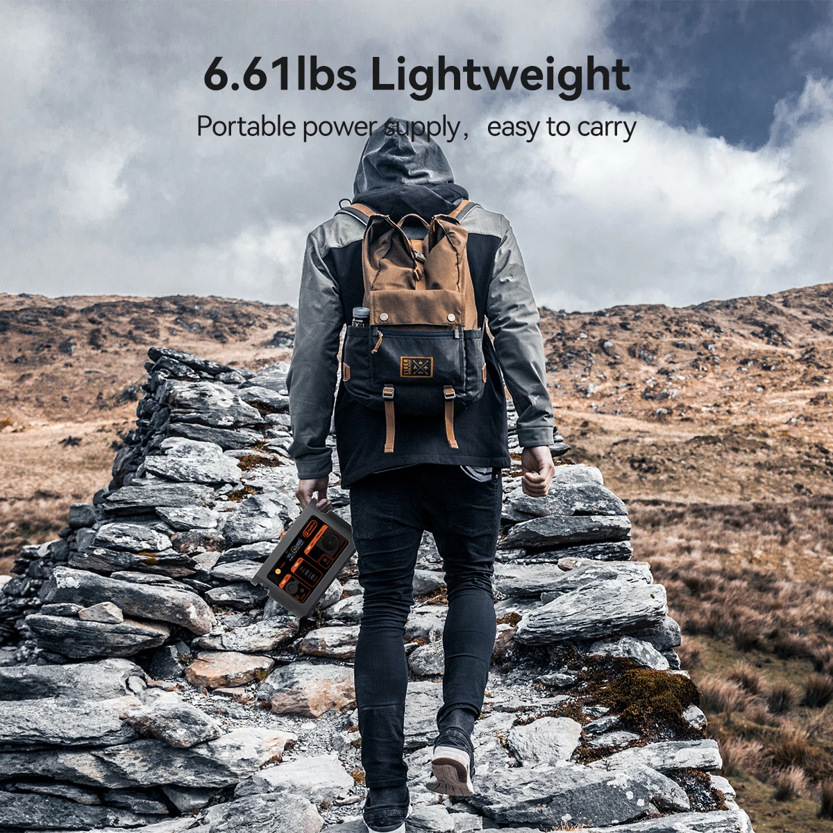 E103 LiFePO4 Portable Power Station 300W Continuous 600W Peak, 179.2Wh 56000mAh Solar Generator, 60W Type C Fast Charge, Wireless Charger LED Light, 12-30V Solar Input for Camping RV Home Emergency Backup