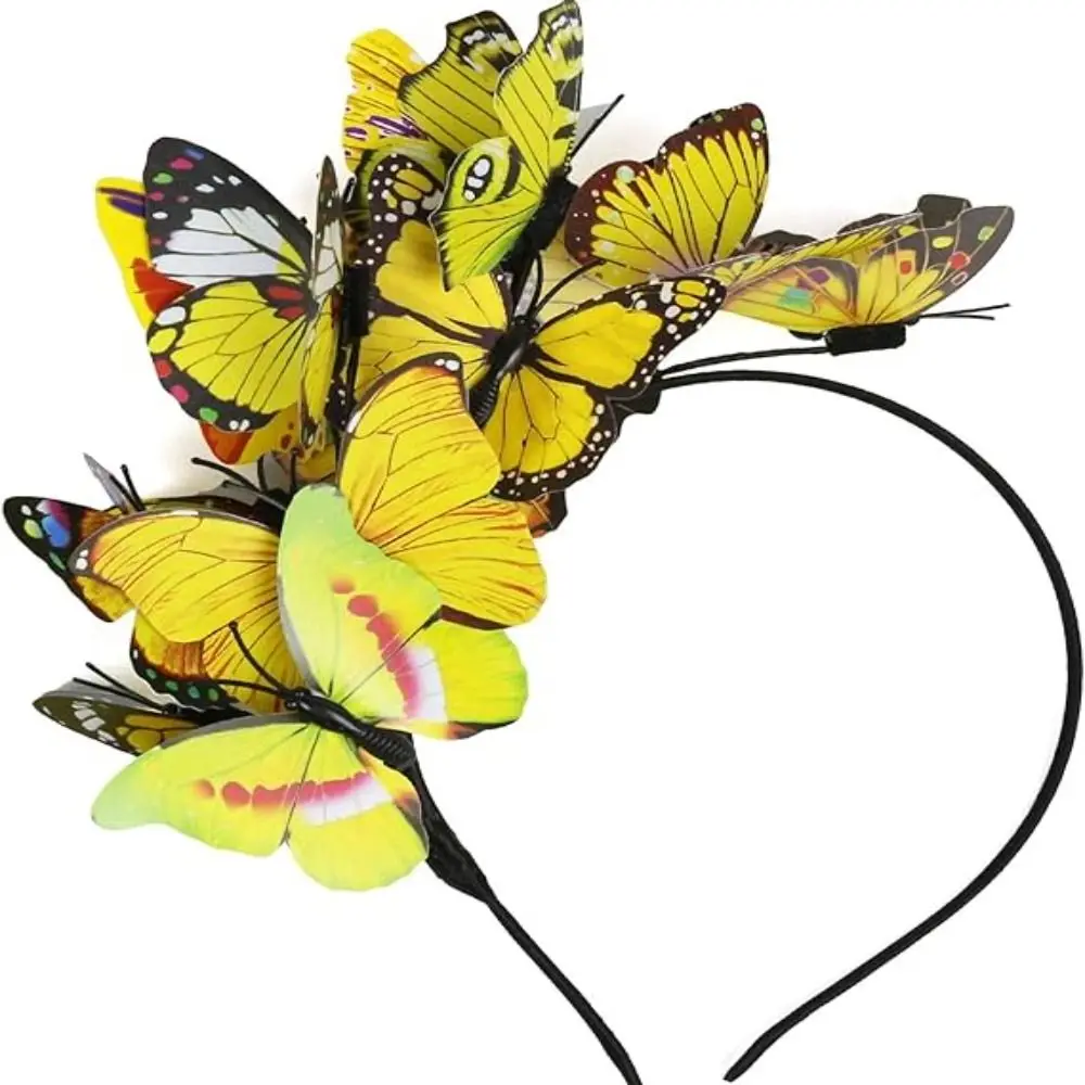 

Tea Party Butterfly Fascinator Halloween Costume Headpiece Party Stage Butterfly Headband Crown Colorful Butterfly Headbands