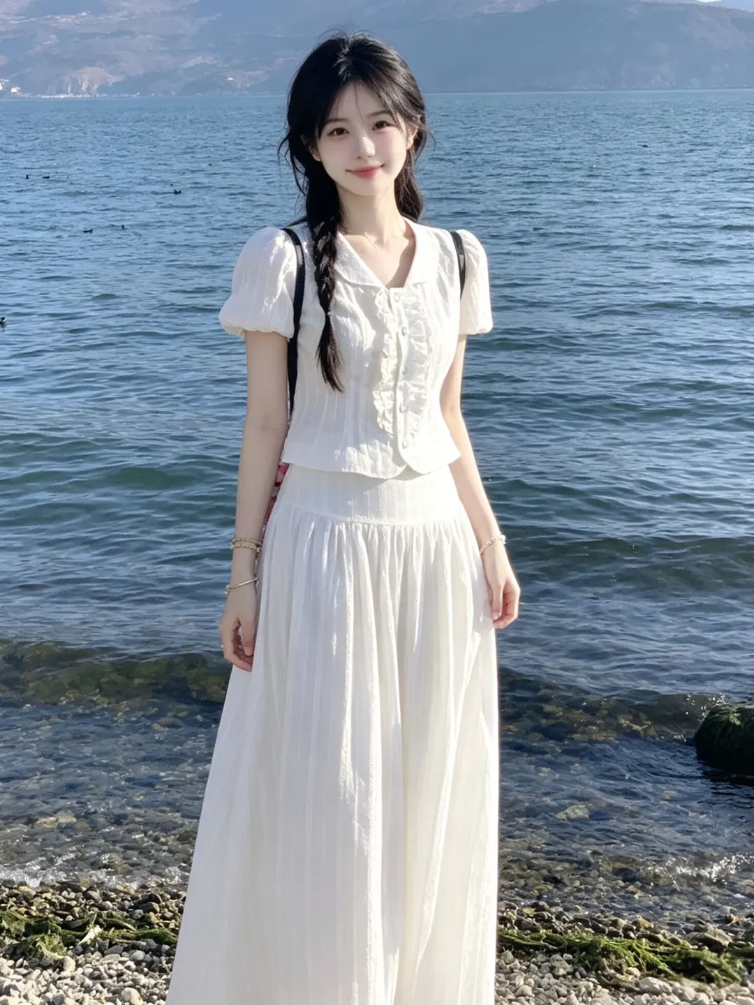 

Gentle Wind Unique Super Cute Top Skirt Two-Piece Set Anti-Aging Whole OOTD Matching Summer 2026 Casual Comfortable Cotton