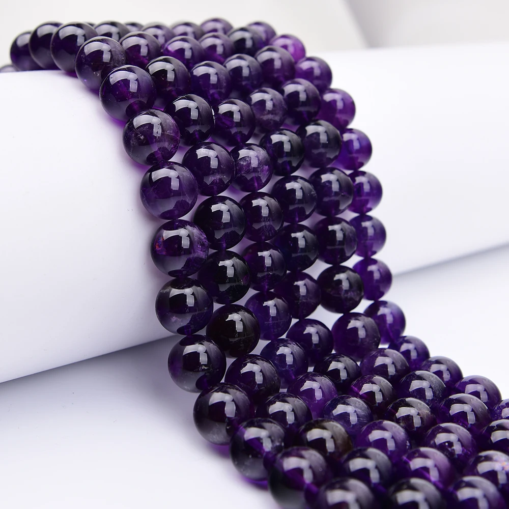 APDGG 17mm AA+ Natural Deep Purple Amethyst Quartz Smooth Round Loose Beads Strands 15.5