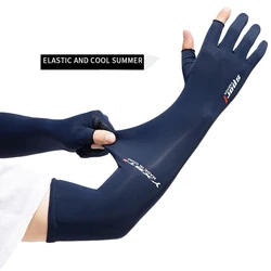 Sun Protection Gloves Arm Sleeves Summer Ice Silk Sleeves Driving and Riding Non-slip Fishing Ice Sleeves Half-finger Gloves