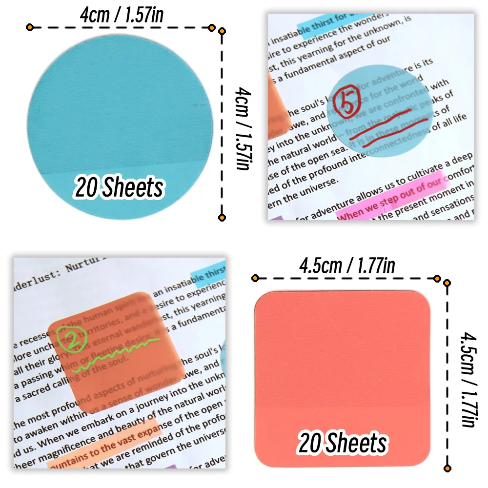 80/160 Sheets CircleTransparent Sticky Note Memo Pad Scrapes Stickers Waterproof Clear Notepad School Stationery Office Supplies