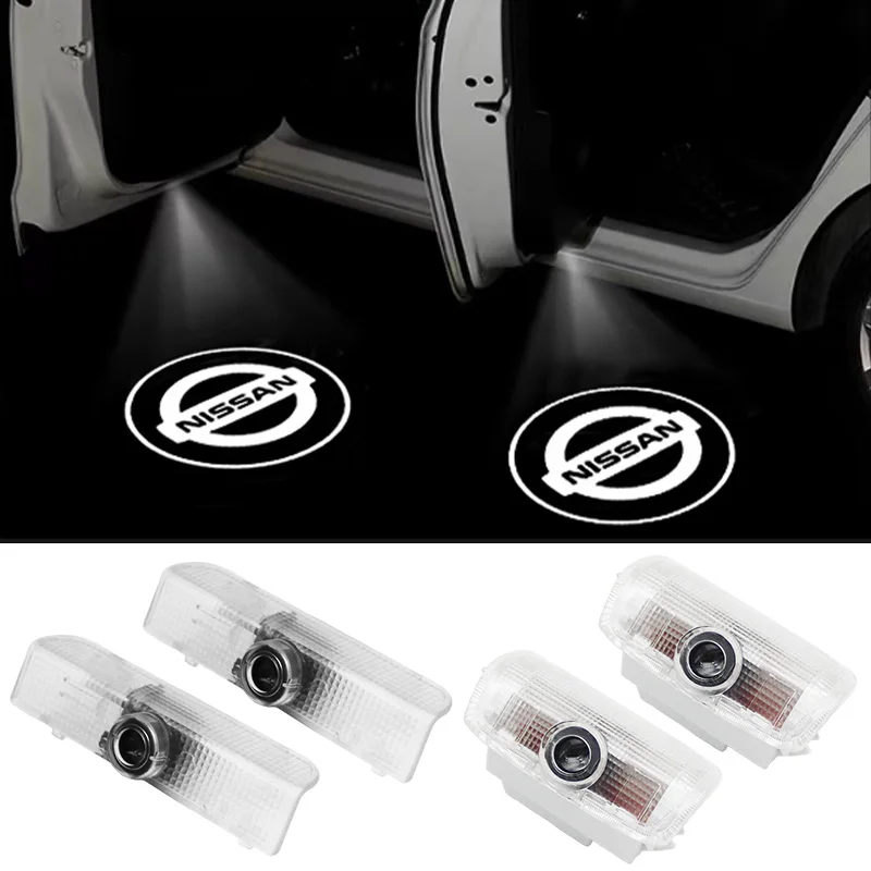 LED Styling Car Door Ghost Shadow Logo Projector Lights Decoration Lamp For Nissan Almera Qashqai Tiida Patrol X-Trail J10 Rogue