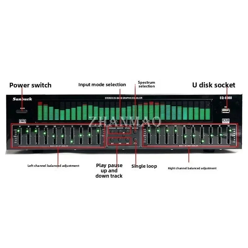 Equalizer, Bluetooth 5.4 Fiber Coaxial Digital Audio Decoding, USB Flash Drive