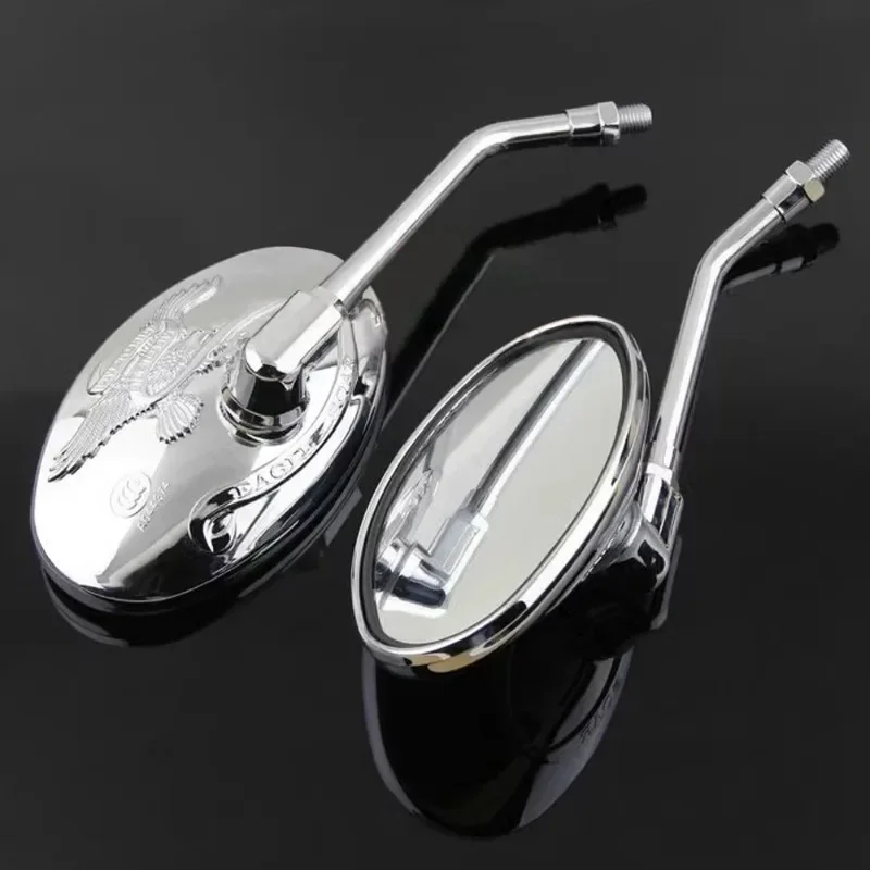 

Motorcycle Oval Chrome Rearview Mirrors 10MM Motorbike Side Mirror FOR Honda VT 600 750 800 1100 Shadow 600 750 800,Universal