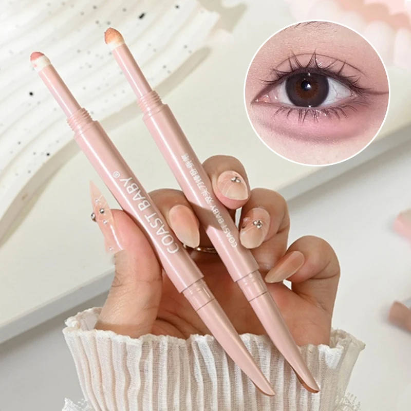 Double Ended Liggende Zijderups Eyeliner Potlood Naakt Roze Diamant Glitter Matte Markeerstift Oog Bleekmiddel Make-up Cosmetica