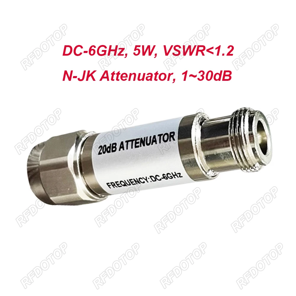 DC-6GHz 5W N Type Attenuator 3/5/6/10/15/20/30dB N Male to N Female Connector RF coaxial Attenuator VSWR≤1.2 50 Ohm