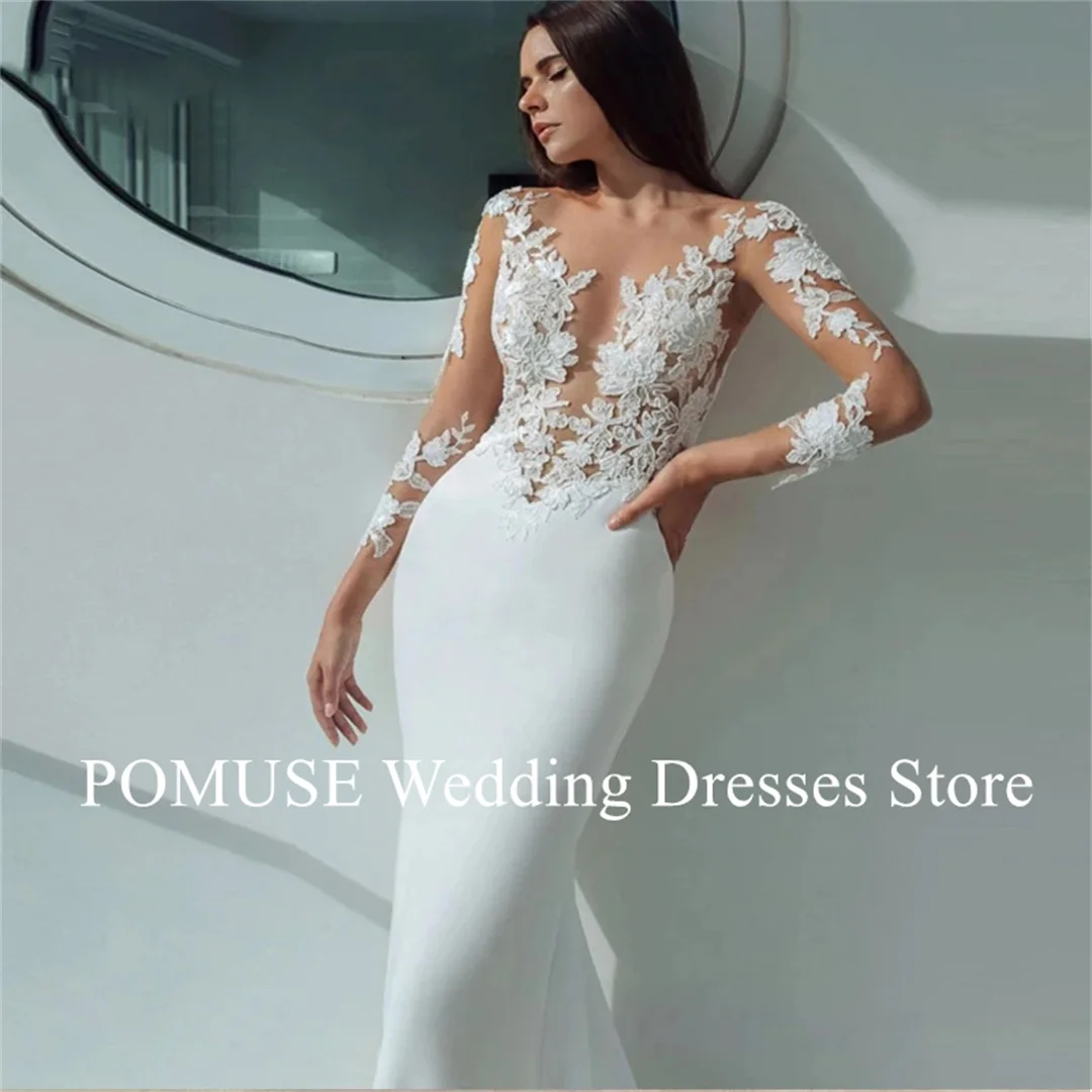 Sexy Long Sleeves Mermaid Wedding Dresses White Customized Lace Appliques 2024 Bridal Dress Gowns Beach Vestidos De Noiva