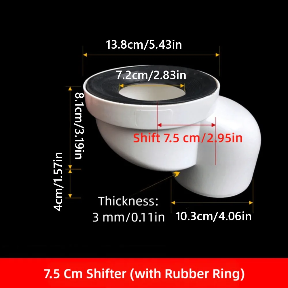 110mm Toilet Shifter Pipe Offset Design PVC Plastic Offset Flange Adapter Drain Relocator Extension Adapter