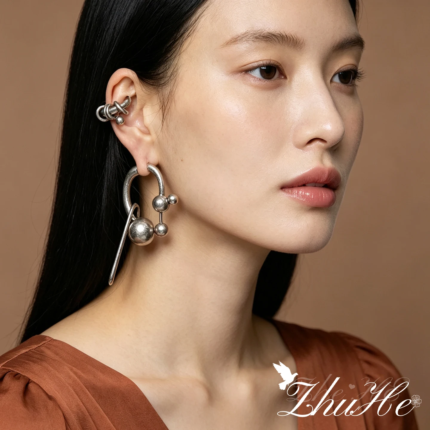 Boucles d'oreilles clipsables épaisses style punk subculture, combo exquis, de niche, premium, polyvalentes, uniques, bijoux unisexes
