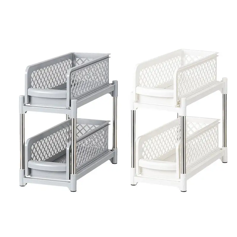 Pull-out Kitchen Storage Rack With 2-Tier Double Layer Kitchen Spices Box Storage Rack Cabinets Organizer For Kitchen Closet