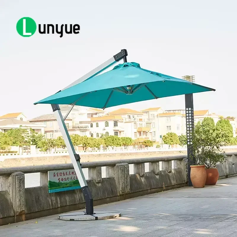 Weatherproof Aluminum Alloy Offset Terrace Umbrella UV Proof Square Awning for Outdoor Patio Garden Leisure Furniture