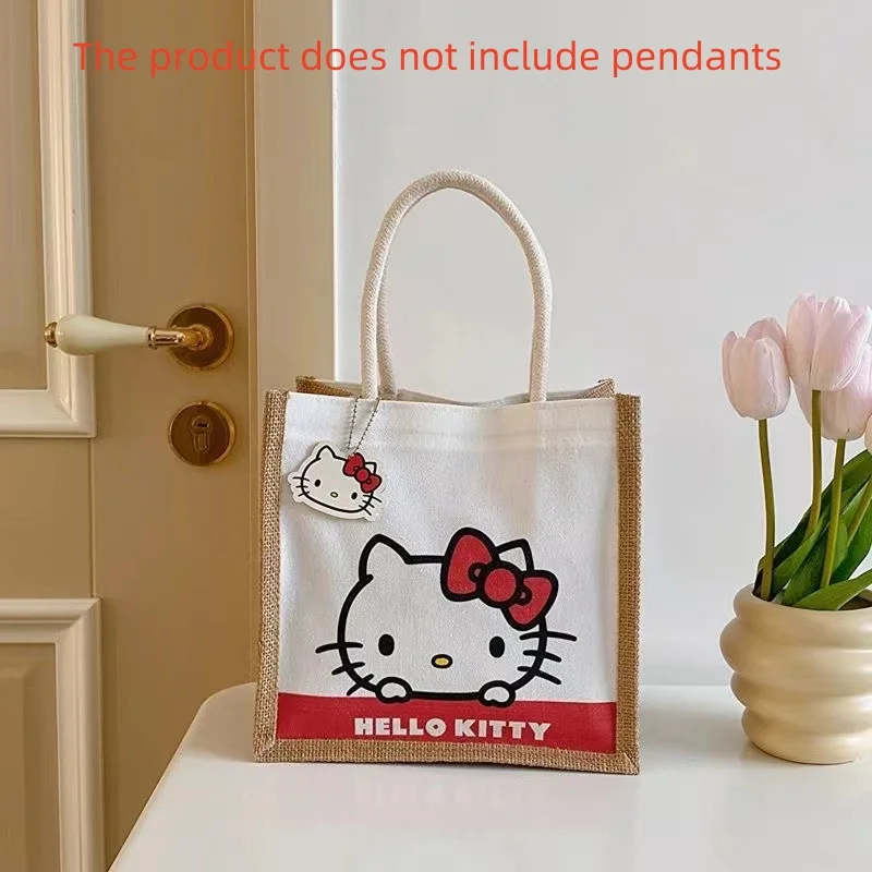 Sanrio Hello Kitty Cute Cosmetic Bag Fabric Large Capacity Fashion Handbag Portable Outdoor Storage Women Handbag