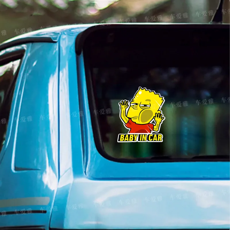 The Simpsons Car Stickers Fun Cartoon Scratch Stickers Car Decoration Stickerss Animation Car Body Window Waterproof Stickers