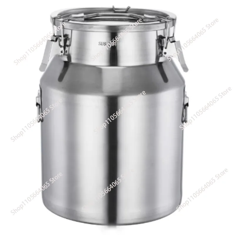 304 Stainless Steel Sealed Bucket Food Grade Rice Milk Peanut Oil Wine Storage Container Household Transport Pail
