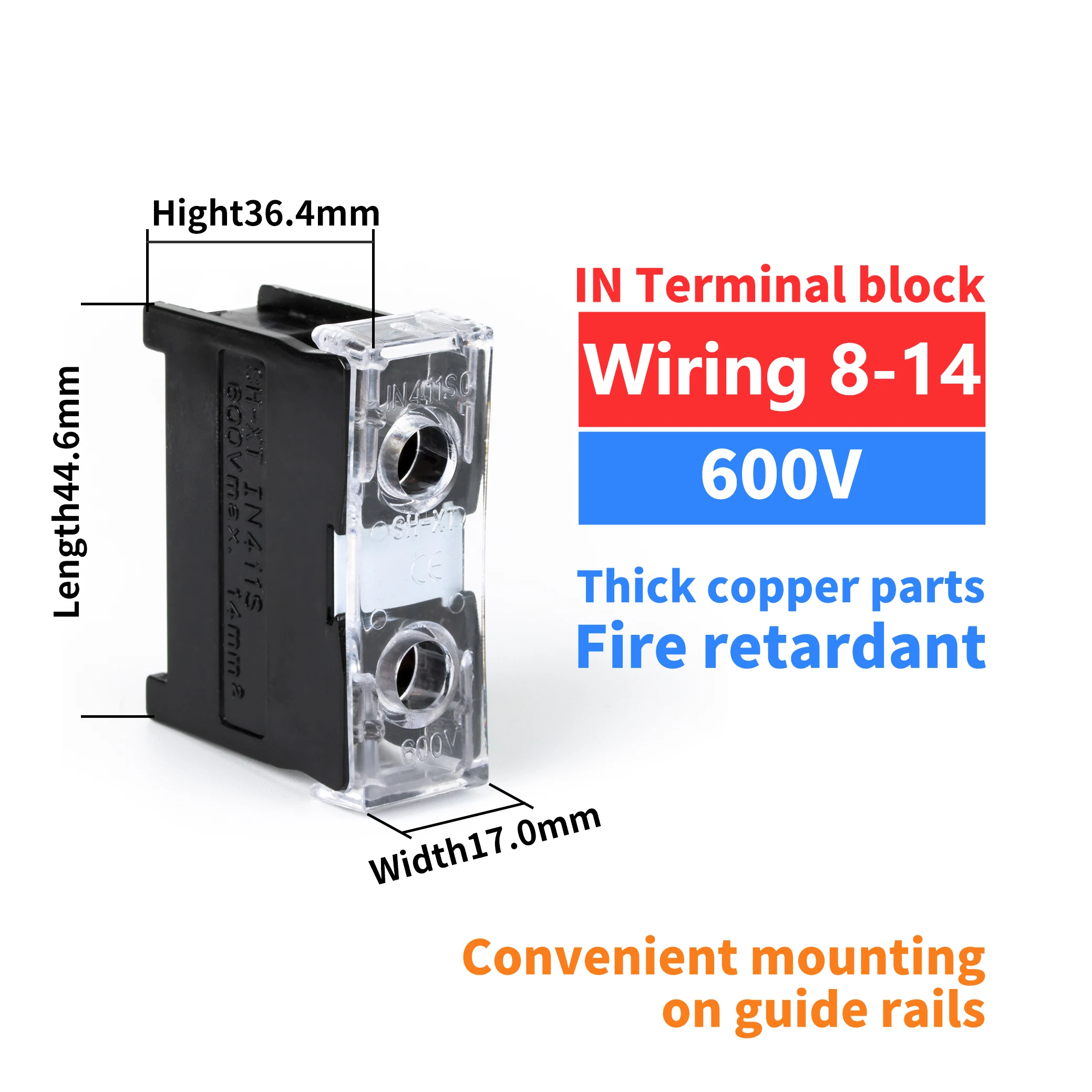 CHFEPU IN411BK Guide rail type terminal box Japanese style high power terminals brass Terminal Block 370A 60A/1P 600V  1PCS