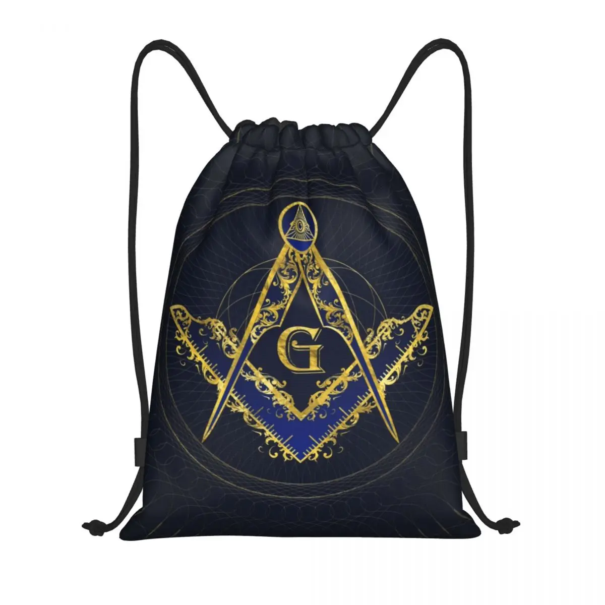 Freemason Evil Eye Symbol Drawstring Backpack Bags Men Women Lightweight Masonic Mason Gym Sports Sackpack Sacks for Shopping