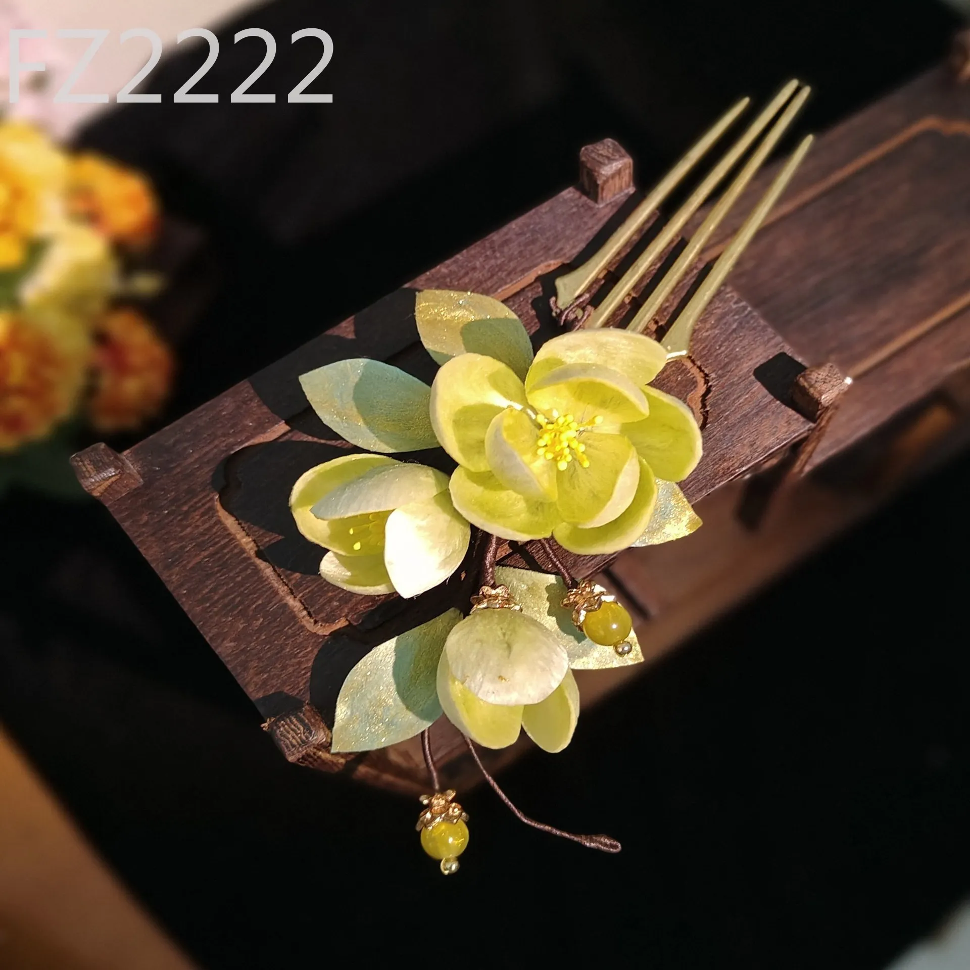 Silk Edelweiss Gardenia Hairpin Hairpin Antique Headgear Flower Hanfu Accessories Hair  Intangible Cultural Heritage Edelweiss