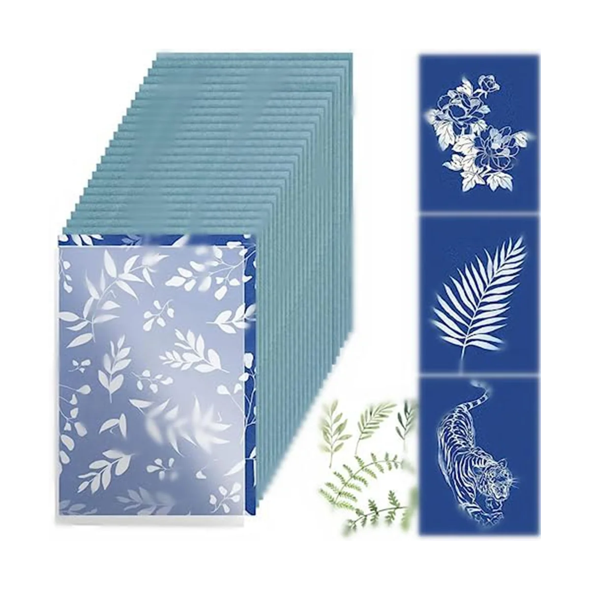 30 Sheets Cyanotype Paper, Sun Art Paper Kit, Solar Drawing Paper Nature Printing Paper for Kids Adults Arts Crafts