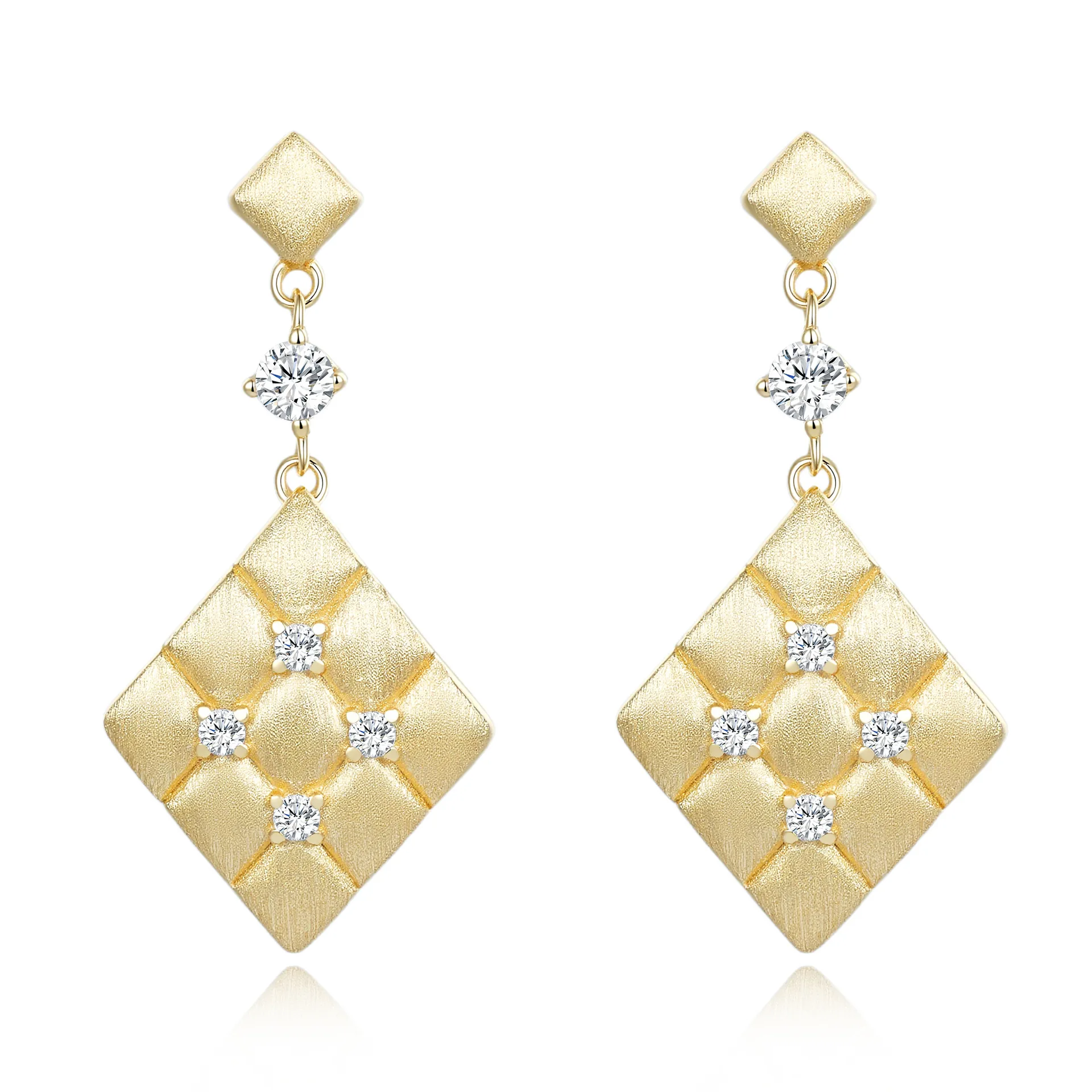 

Luxurious 14K Gold Moissanite Drop Earrings Brushed Luxury Elegant for Women Platinum Pt950 Wedding Fine Jewelry Gift