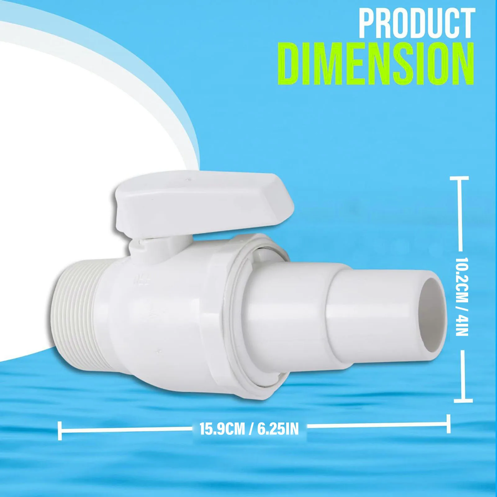 

1.5-1.25 Inch 2 Way Ball Valve Replacement for Pool Filter Skimmer Maximum 50psi Pressure Rating Pool Ball Valve Replacement