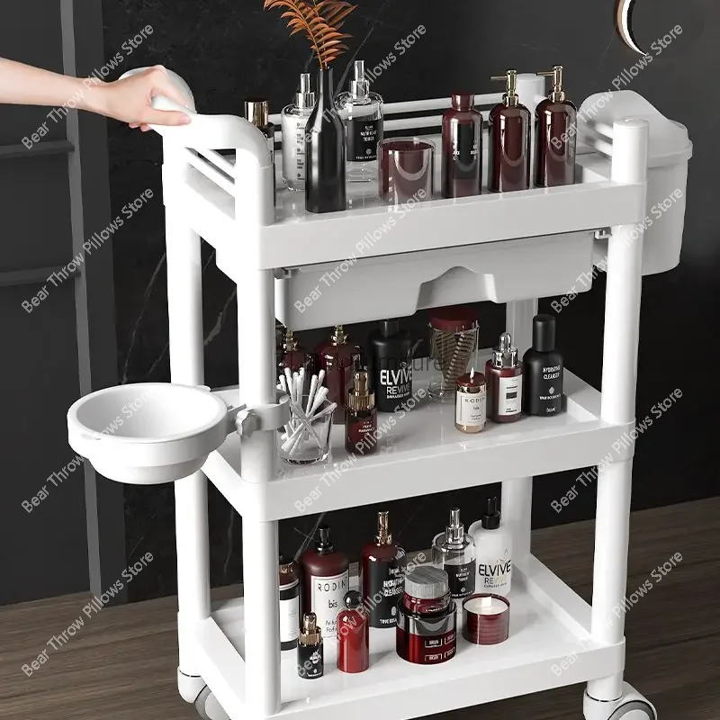 Beauty Salon Special Beauty Trolley Mobile Pulley Beauty Instrument Tool Car Storage Shelf Drawer Trash Can Tattoo Equipment