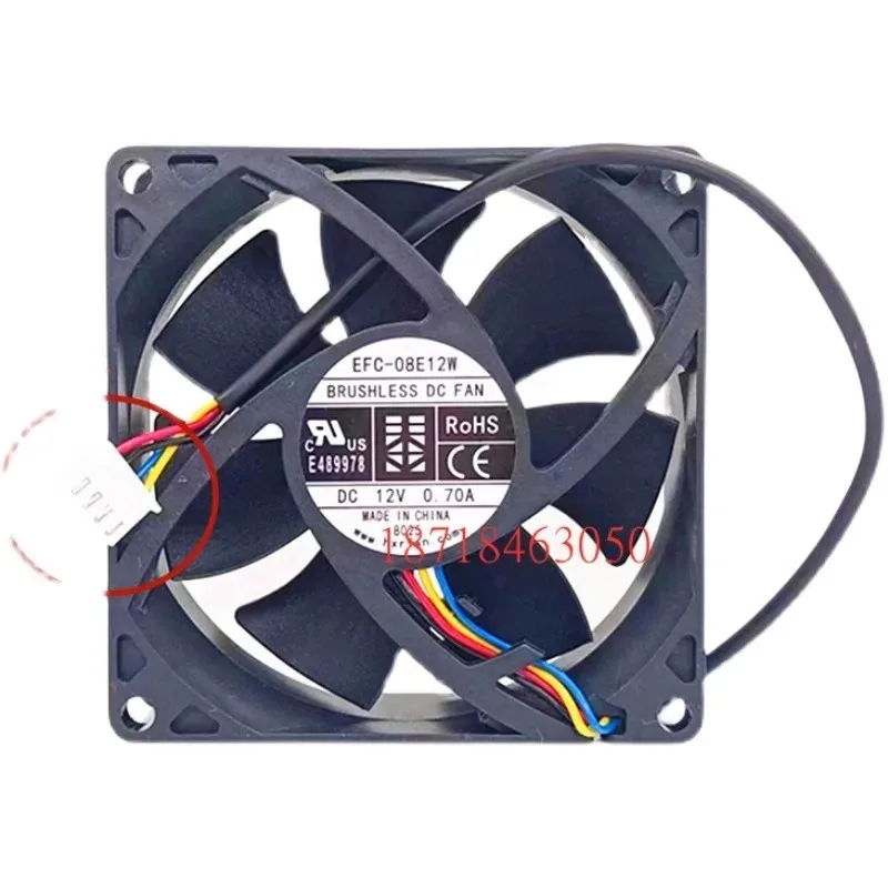 For ROHS EFC-08E12W 12V 0.70A 8025 8cm Alarm Cooling Fan 80 * 80 * 25mm