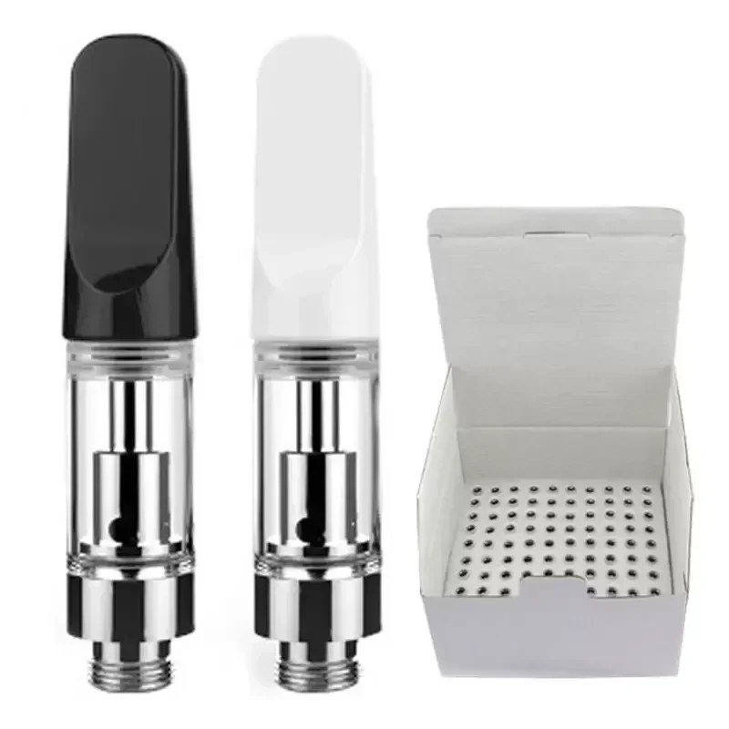 50pcs CC-ell Ceramic Cartridges 510 Thread  Vape Atomizers 0.5ml 1.0ml White Black Gold Silver Wood Drip Tip No Leak Cartridges