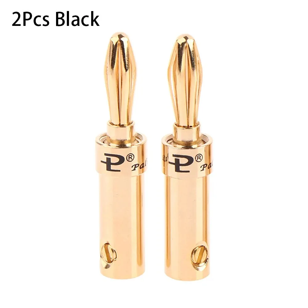 

2Pcs Gold-plated Copper Cross Banana Speaker Plug Black Red Musical Speaker Cable Audio Connector Adapter