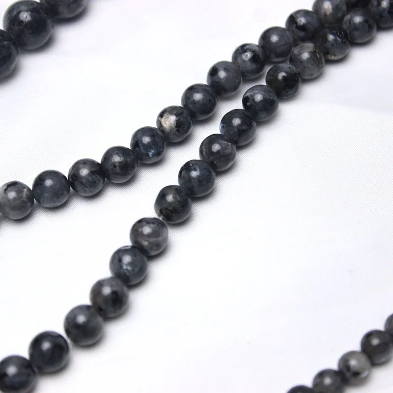 Natural Black Labradorite Stone Larvikite Round Loose Beads For Jewelry Making Bracelet DIY  4 6 8 10 12MM 15