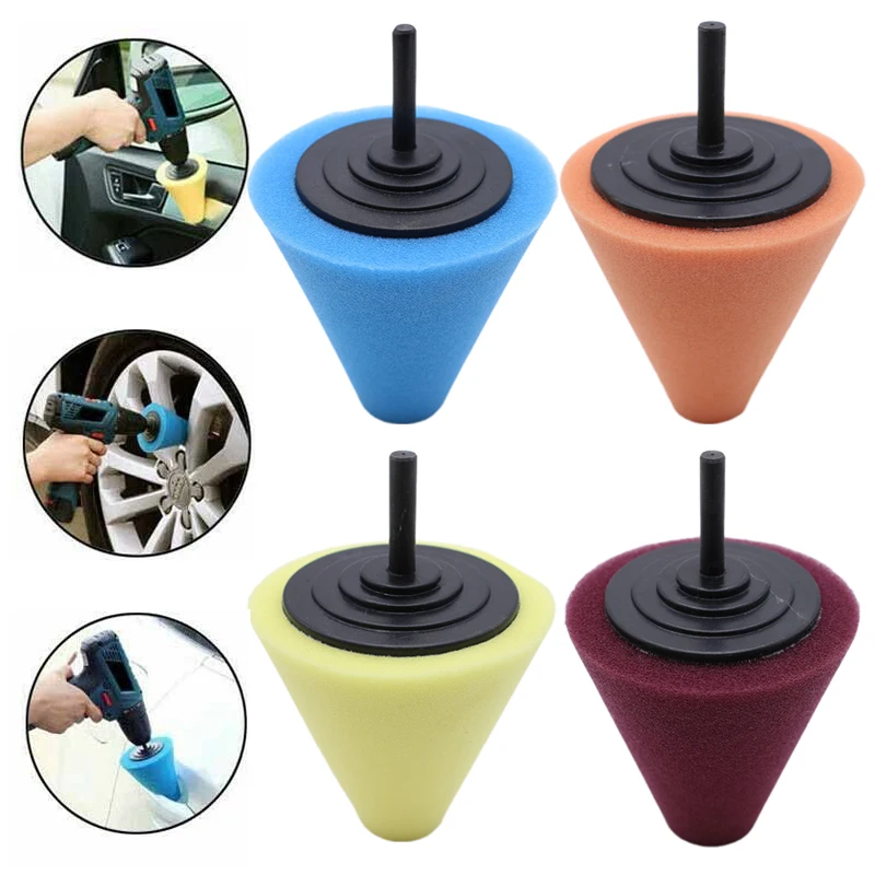 1/4 Stuks Spons Polijstkegel Autoband Hub Zorg Polijsten Spons Pad Auto Schoonheid Waxen Tool Auto Wiel Reinigingstools