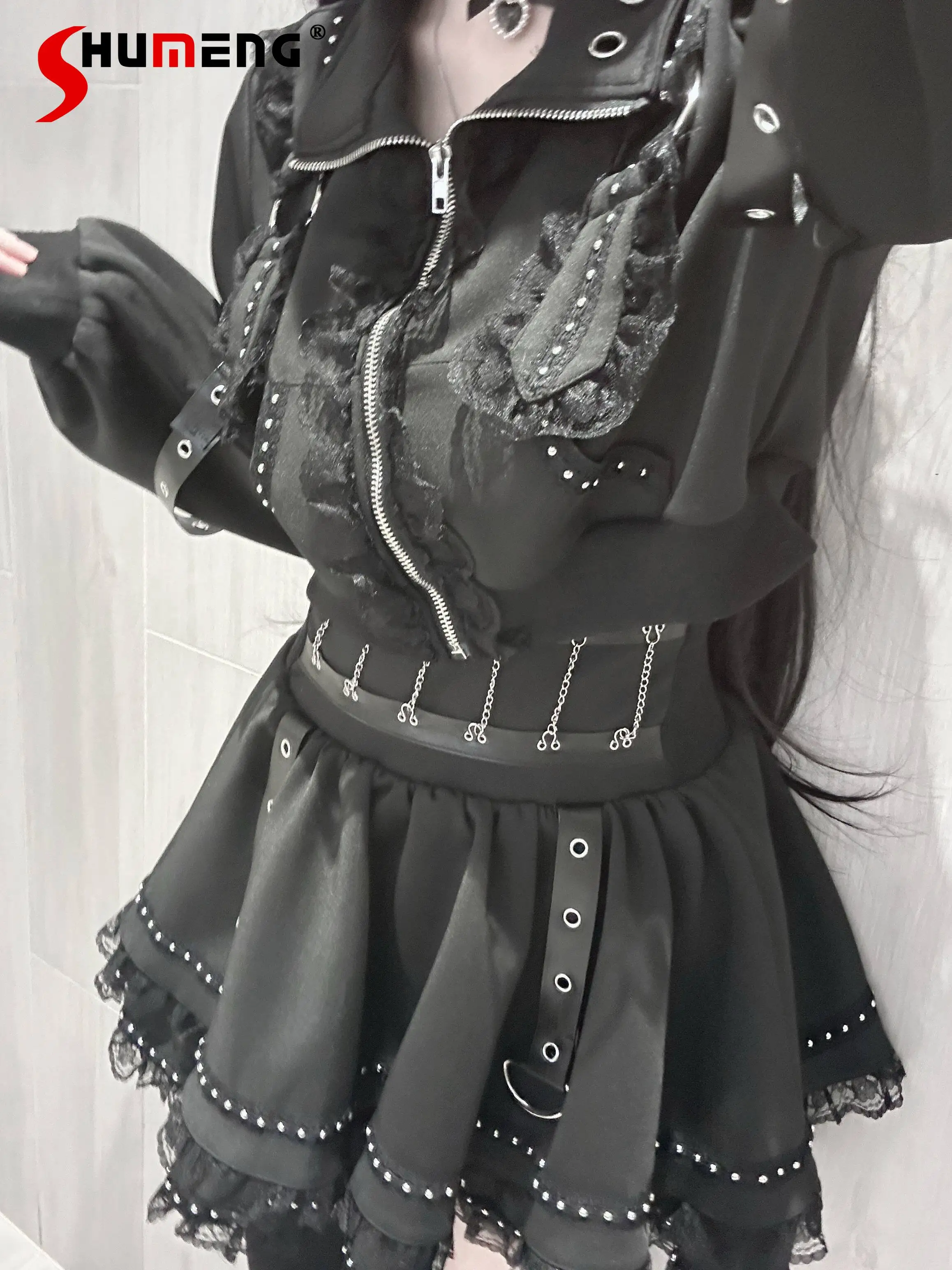 

Оригинальный дизайн, массовое производство, спортивная одежда в стиле японской субкультуры, модный комплект из двух предметов: куртка с длинными рукавами и юбка, женский.