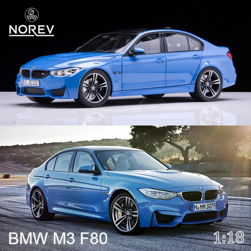 

NOREV 1:18 BMW M3 F80 Abu Dhabi Blue Alloy Car Model Male Toy Placement Collection Ornament