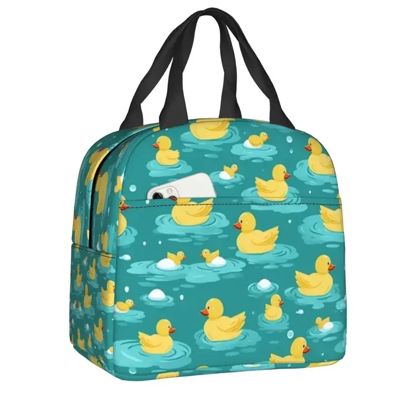 Rubber Ducks Pattern Insulated Lunch Box for Women Warm Cooler Thermal  Bag Kids School Children Food Picnic Container Tote