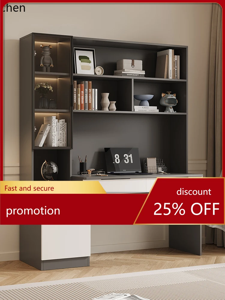 

ZML simple desk bookcase student home integrated solid wood desktop computer desk