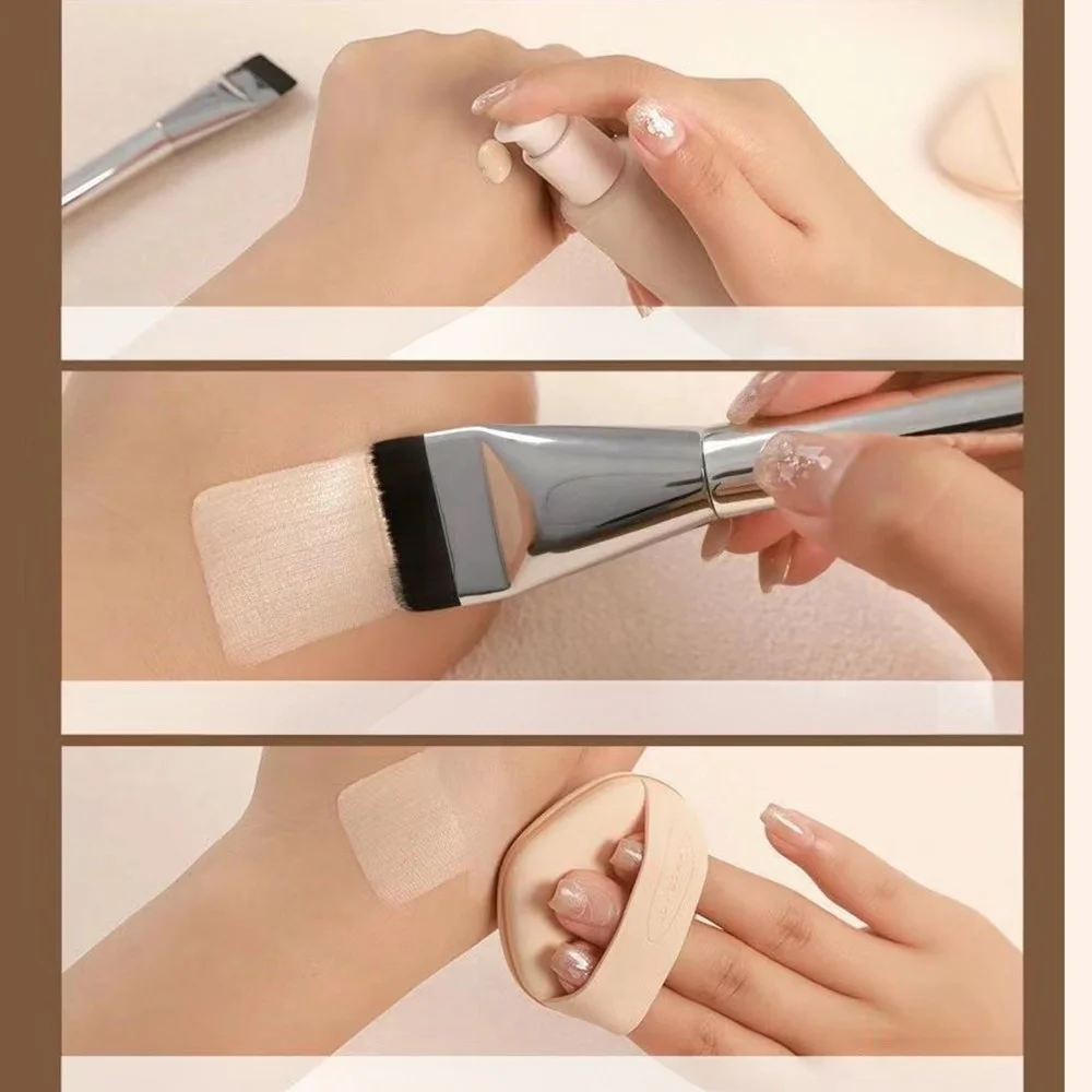 CHARMINGPOSE 완벽한 에어브러시 메이크업 키트 - 울트라 씬 플랫 파운데이션 브러시 & 리퀴드 & 크림용 메이크업 스펀지 1개 |   줄무늬 없음