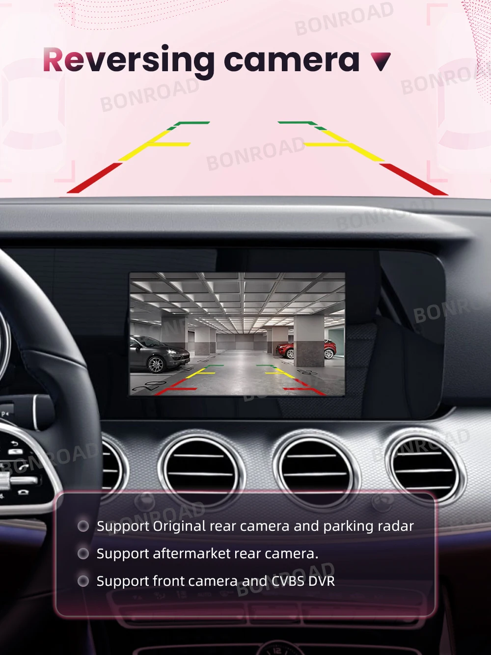 BONROAD Wireless CarPlay Android Auto Interface-Modul für Mercedes Benz W213 NTG 5.5 mit 7-Zoll-Bildschirm, Bluetooth Mirror Link – Detail 8
