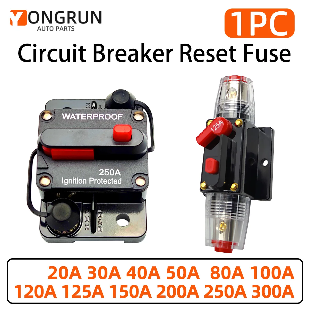 YONGRUN 1PC Car Audio Circuit Breaker 20A To 300A Manual Reset Circuit Breaker Suitable For Protecting Car And Ship Audio System