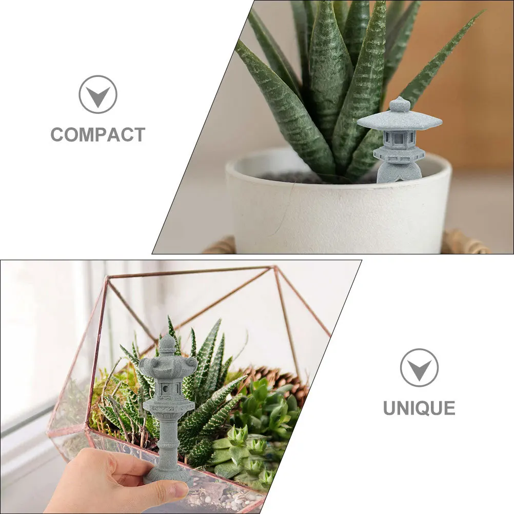 

3Pcs Simulated Stone Lantern Pavilion Ornaments Sandstone Durable Mini Garden Zen Yard Balcony Decor Bonsai Tabletop Adornment