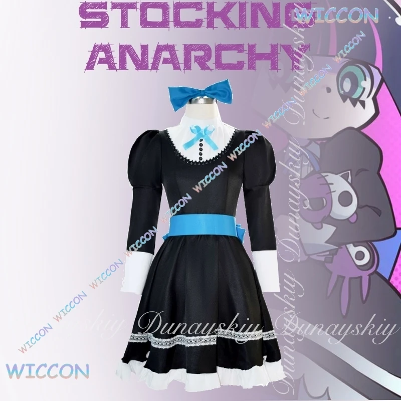 

WuHu Panty & Stocking with Garterbelt Anime Stocking Anarchy Cosplay With The Black Dress With Purple Wig Cosplay Costume