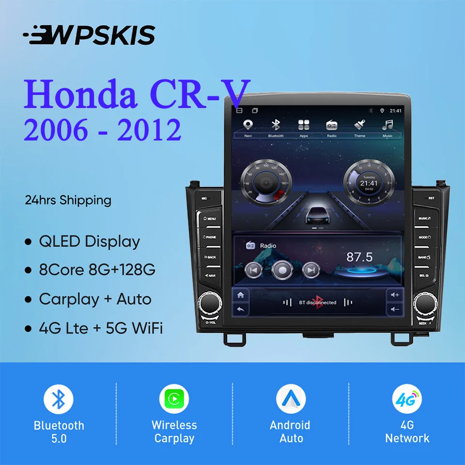 Android 14 8G+128G Car Radio Stereo Video Audio A/V Player GPS Navi HU For Honda CR-V CRV 2006 - 2012 DVD Cassette Carplay Auto