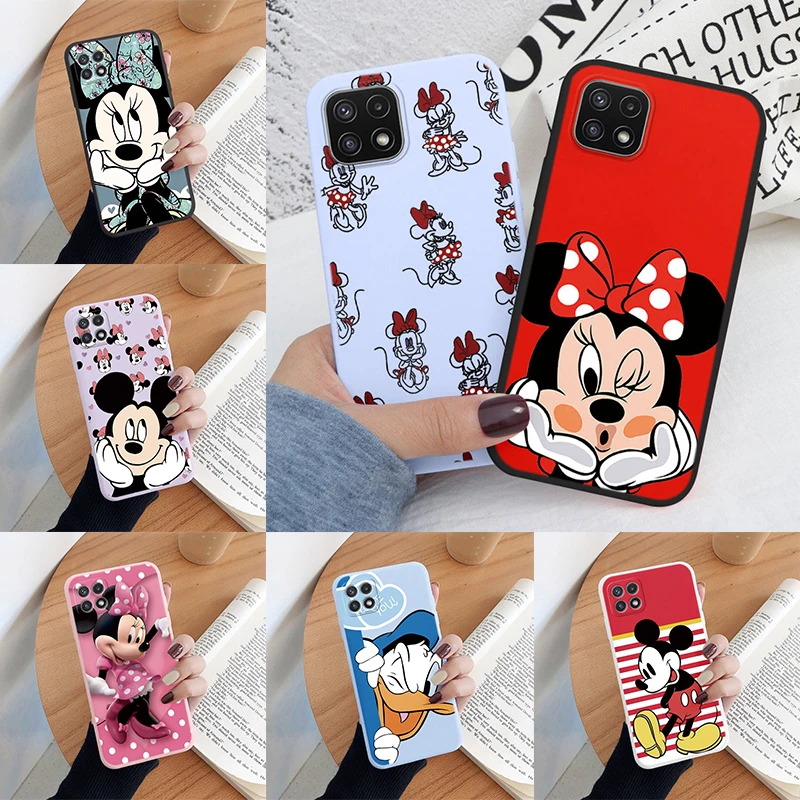 Pink Bow Mickey Mouse Case For Samsung Galaxy A22 4G A22S A 22 5G Back Cover Cute Cartoon Soft Silicone Coque For Samsung A22