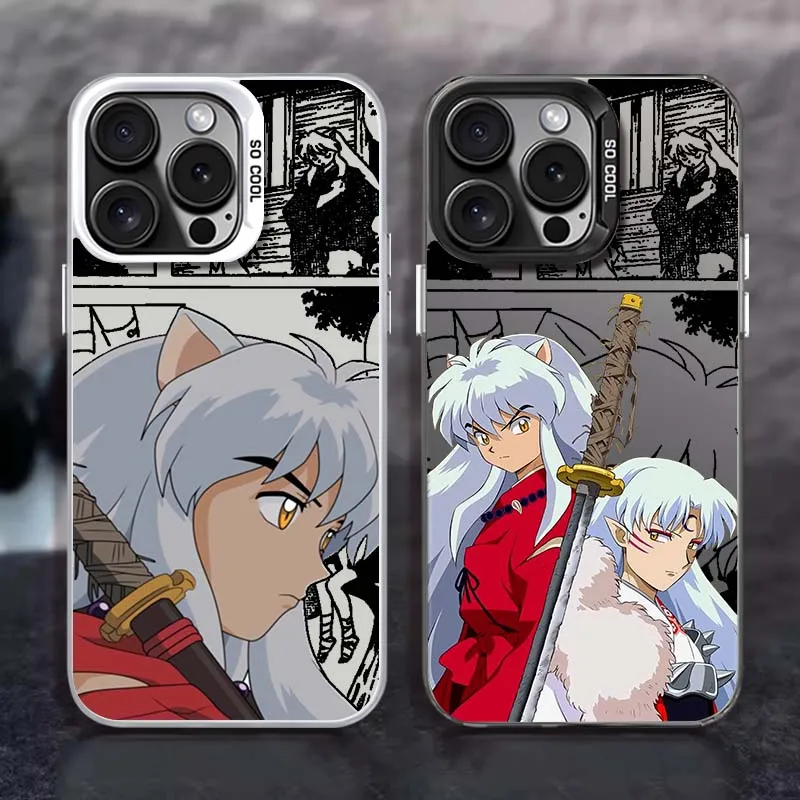 

Inuyasha Anime Popular For Apple iPhone 16 15 14 13 12 11 XR XS X Pro Max Plus Colorful Silver Phone Case Soft Cover